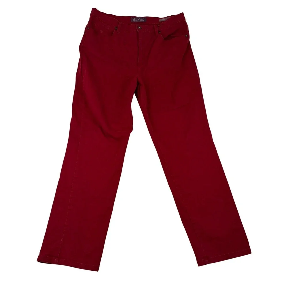 Gloria Vanderbilt Amanda Red High Rise Straight Leg Jeans Size 16 Stretch Denim